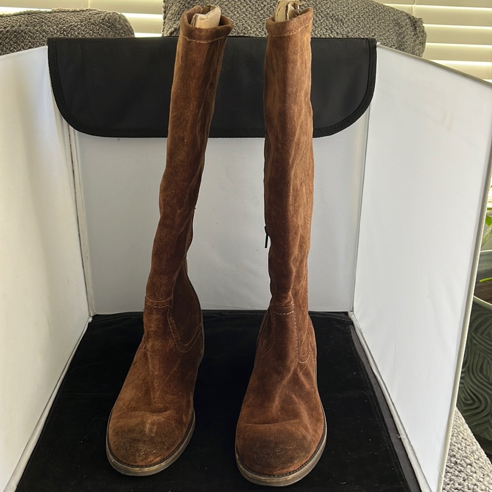 Franco Sarto brown suede boots.